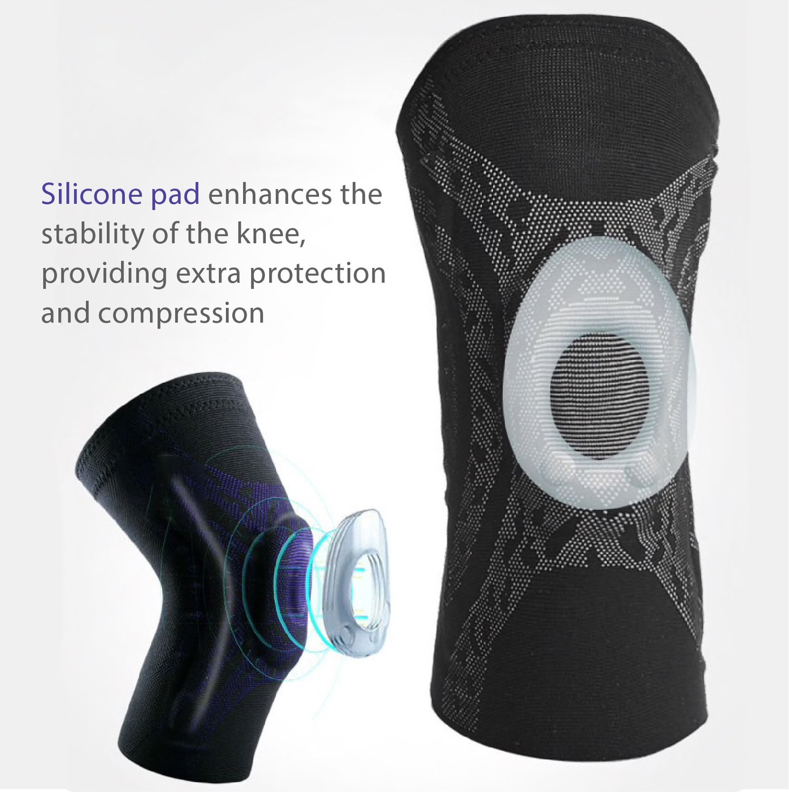 Genouillère de compression avec rembourrage en silicone – Image 2