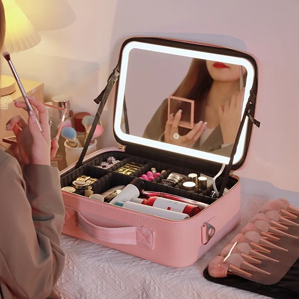 Pochette à Cosmétiques avec Miroir et Lumière LED