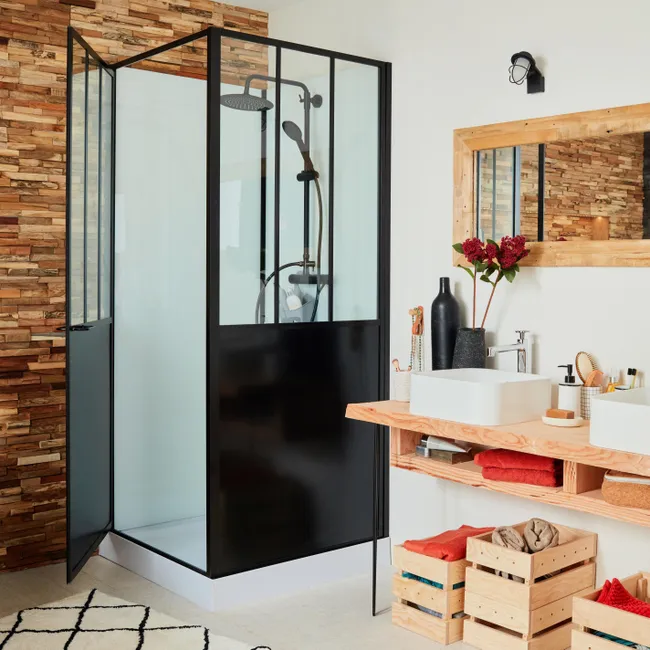 Cabine de douche carrée industrielle L.90 x l.90 cm, Artelo – Image 5